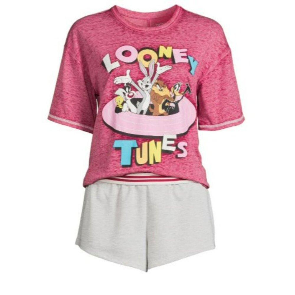 NWT Warner Bros Women's XS Looney Tunes 3-Piece Shorty Sleep Set Cozy Sleepwear
